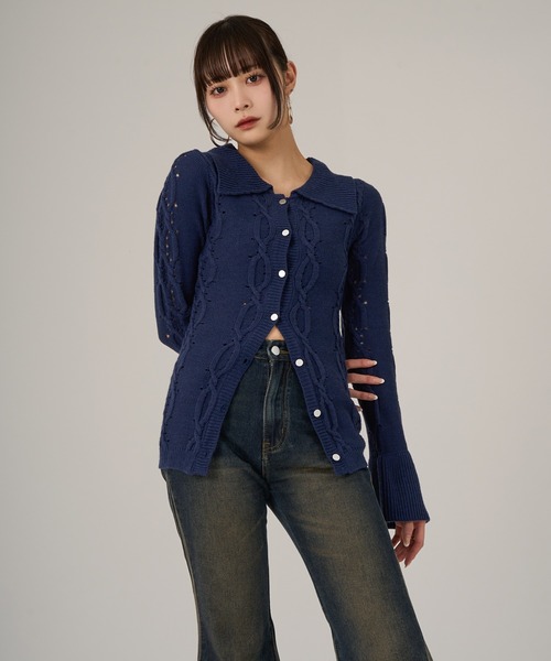 favclo.（ファブクロ）の「Cable Design Knit setup / ケーブルデザイン ニットセットアップ（ワンピース・レディース・ネイビー/ブラック/グレー・FREE）」の15枚目の写真