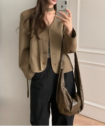シンプルノーカラータイセットジャケット