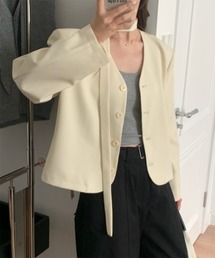 シンプルノーカラータイセットジャケット