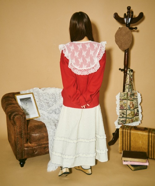 【新品】cccmalieシーマリーカシミアリボンニットベスト完売RED クティールとレトロ】ラメリボンニット（ニット/セーター）｜kutir