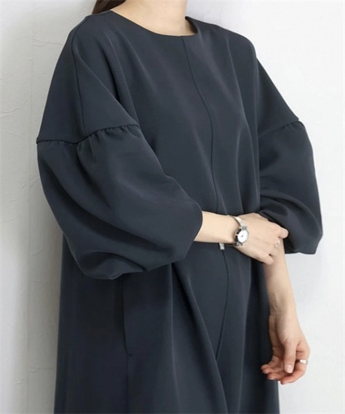 FREE STYLISTS(フリー スタイリスト)の「ランタンスリーブワンピース(ワンピース・レディース・グリーン系その他/ネイビー/ブラック・M/L)」の13枚目の写真