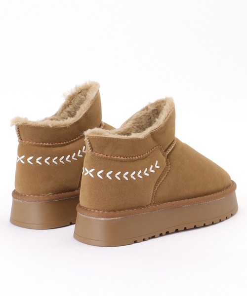 セール】内ボア 厚底 フラット ムートン風 ブーツ（ブーツ）｜Lace