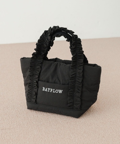 BAYFLOW（ベイフロー）の「[長財布も収納可能サイズ]フリルロゴトートS（トートバッグ・レディース・ブラック/ブルーグレー・FREE）」の14枚目の写真