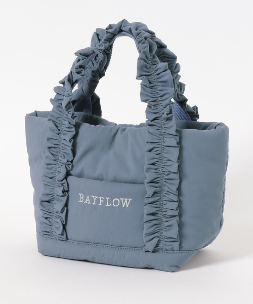 BAYFLOW（ベイフロー）の「[長財布も収納可能サイズ]フリルロゴトートS（トートバッグ・レディース・ブラック/ブルーグレー・FREE）」の7枚目の写真