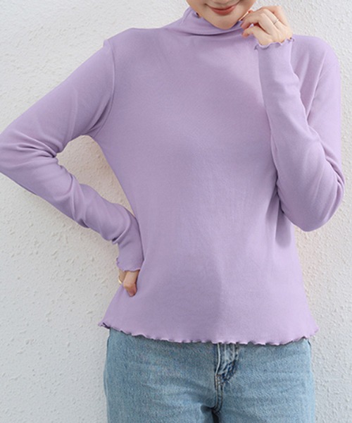 STYLEBLOCK（スタイルブロック）の「メロー加工トップス（Tシャツ/カットソー・レディース・オフホワイト/ブラック/ブラウン系その他/ロイヤルブルー/パープル/レッド/グリーン/ピンク/ホワイト・FREE）」の7枚目の写真