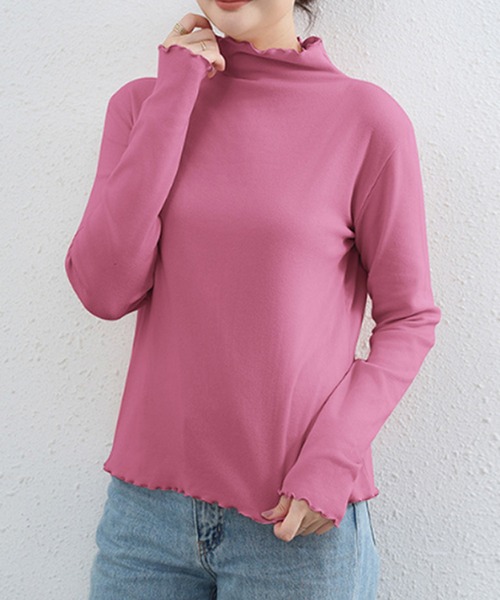 STYLEBLOCK（スタイルブロック）の「メロー加工トップス（Tシャツ/カットソー・レディース・オフホワイト/ブラック/ブラウン系その他/ロイヤルブルー/パープル/レッド/グリーン/ピンク/ホワイト・FREE）」の9枚目の写真