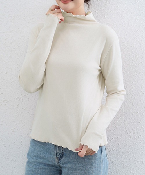 STYLEBLOCK（スタイルブロック）の「メロー加工トップス（Tシャツ/カットソー・レディース・オフホワイト/ブラック/ブラウン系その他/ロイヤルブルー/パープル/レッド/グリーン/ピンク/ホワイト・FREE）」の3枚目の写真