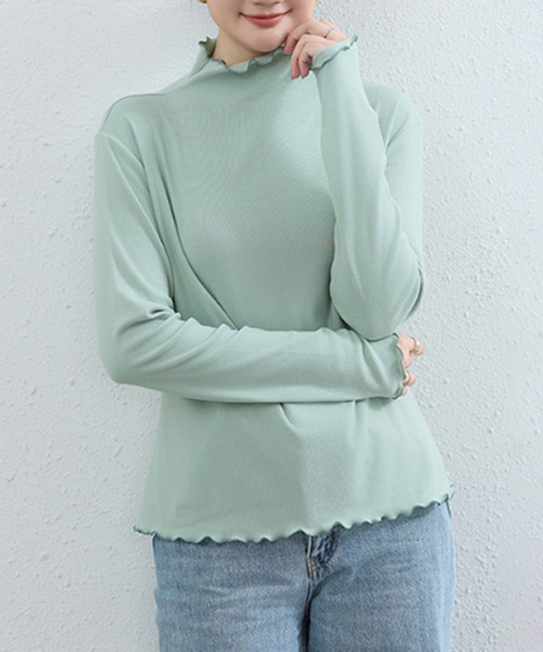 STYLEBLOCK（スタイルブロック）の「メロー加工トップス（Tシャツ/カットソー・レディース・オフホワイト/ブラック/ブラウン系その他/ロイヤルブルー/パープル/レッド/グリーン/ピンク/ホワイト・FREE）」の5枚目の写真