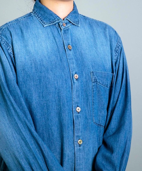 OMNIGOD（オムニゴッド）の「[OMNIGOD womens / オムニゴッド] 5.5ozデニム スプレッドカラーマニッシュシャツ（シャツ/ブラウス・レディース・インディゴブルー・2/3）」の10枚目の写真