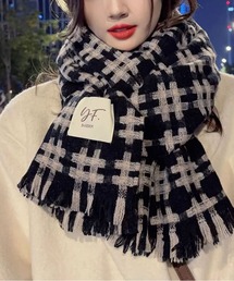 CDG チェック柄マフラー ブラック/ホワイト CDG チェック柄マフラー ブラック/ホワイト