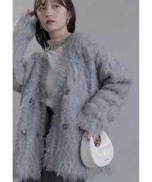 ヘアリーシャギーニットダブルジャケット
