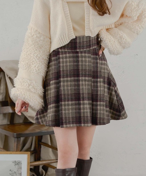 Ambre Neige（アンブルネージュ）の「assortment plaid mini skirt pants / アソートチェック柄ミニスカパン（スカート・レディース・ネイビー/ブラック/グレー・FREE）」の3枚目の写真