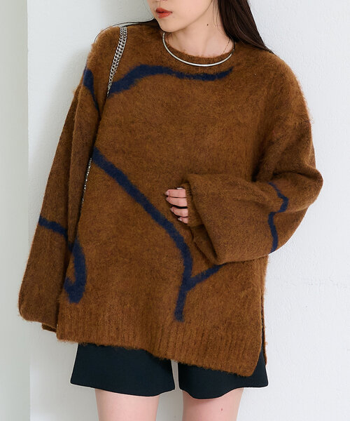 CIAOPANIC TYPY（チャオパニックティピー）の「ニュアンス柄シャギーニット（ニット/セーター・レディース・ブラウン/アイボリー/チャコールグレー・ONE SIZE）」の12枚目の写真