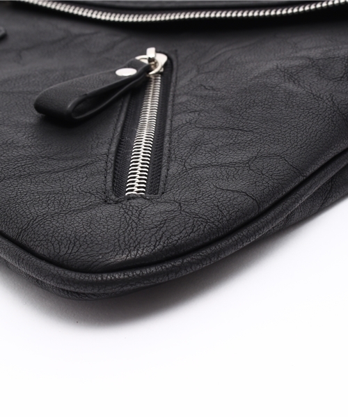 JACKROSE(ジャックローズ)の「【2WAY】Wライダースサコッシュ&クラッチバック(クラッチバッグ・メンズ・ブラック/ホワイト・フリー)」の10枚目の写真