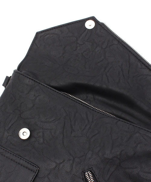 JACKROSE(ジャックローズ)の「【2WAY】Wライダースサコッシュ&クラッチバック(クラッチバッグ・メンズ・ブラック/ホワイト・フリー)」の8枚目の写真