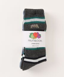 FRUIT OF THE LOOM（フルーツオブザルーム）の「C.3Pボーダー刺繍/ クルー丈ソックス / 3足セット / カジュアル / ストリート（ソックス/靴下）」