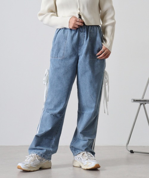 worksラインリボン ベイカーポケデニムパンツ（デニムパンツ