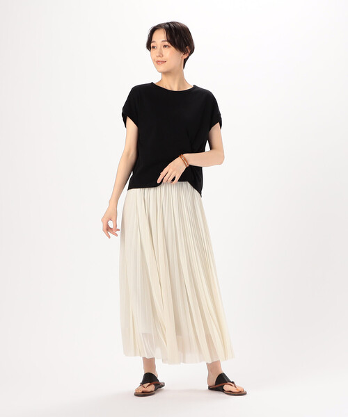 K.T KIYOKO TAKASE（キヨコタカセ）の「エアリーシフォンジャージー アコーディオンプリーツスカート（スカート・レディース・オフホワイト・11号）」の12枚目の写真