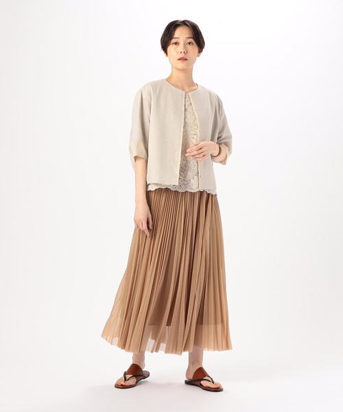 K.T KIYOKO TAKASE（キヨコタカセ）の「エアリーシフォンジャージー アコーディオンプリーツスカート（スカート・レディース・オフホワイト・11号）」の8枚目の写真