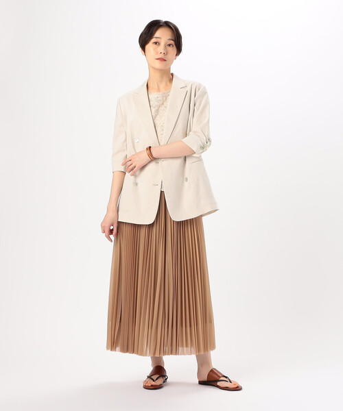 K.T KIYOKO TAKASE（キヨコタカセ）の「エアリーシフォンジャージー アコーディオンプリーツスカート（スカート・レディース・オフホワイト・11号）」の7枚目の写真
