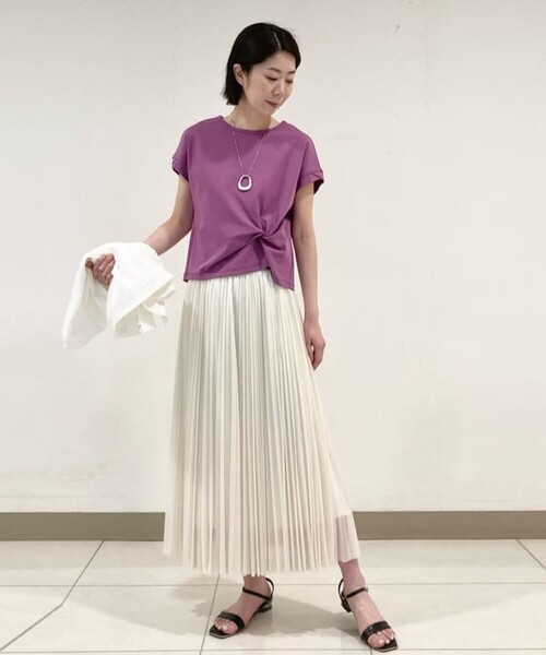 K.T KIYOKO TAKASE（キヨコタカセ）の「エアリーシフォンジャージー アコーディオンプリーツスカート（スカート・レディース・オフホワイト・11号）」の14枚目の写真