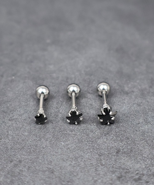 4INT.(フォイント)の「キュービック スターモチーフ ボディピアス 16G(片耳用) / サージカルステンレス316L (金属アレルギー対応)(ピアス(片耳用)・メンズ・ブラック/クリア・5/4/3)」の19枚目の写真