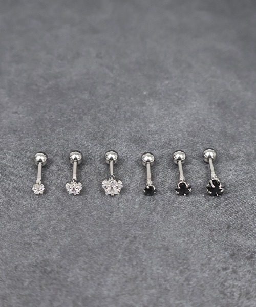4INT.(フォイント)の「キュービック スターモチーフ ボディピアス 16G(片耳用) / サージカルステンレス316L (金属アレルギー対応)(ピアス(片耳用)・メンズ・ブラック/クリア・5/4/3)」の7枚目の写真