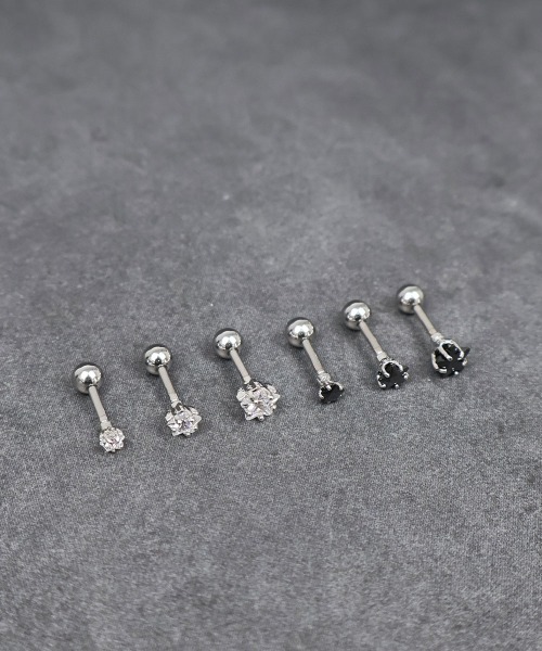4INT.(フォイント)の「キュービック スターモチーフ ボディピアス 16G(片耳用) / サージカルステンレス316L (金属アレルギー対応)(ピアス(片耳用)・メンズ・ブラック/クリア・5/4/3)」の8枚目の写真