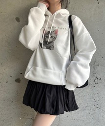 子猫プリントパーカー