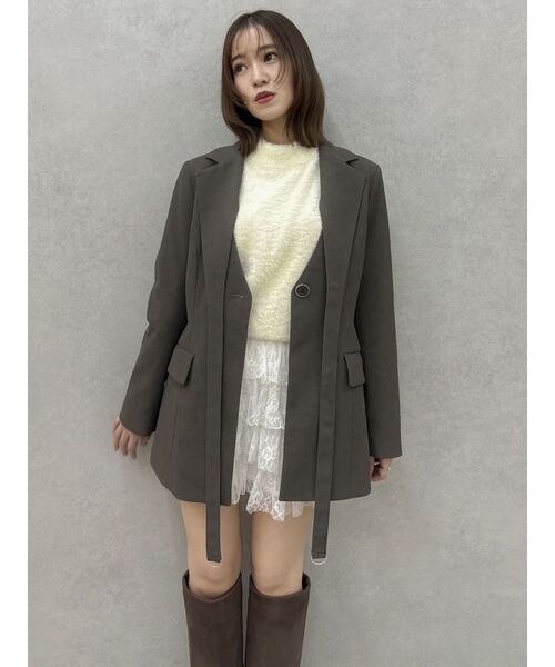 dazzlin(ダズリン)の「【セットアップ対応】シングルテーラードジャケット(テーラードジャケット・レディース・アイボリー/ブラウン/オフホワイト/ピンク/チャコールグレー・FREE)」の12枚目の写真