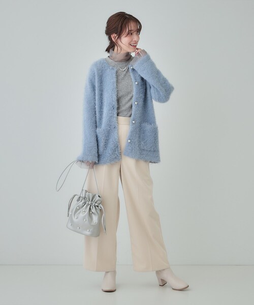 SHOO・LA・RUE（シューラルー）の「【S-LL】チュール切替リブインナートップス（Tシャツ/カットソー・レディース・グレー/オフホワイト/ベビーピンク/ブラック・03/04/02/01）」の11枚目の写真