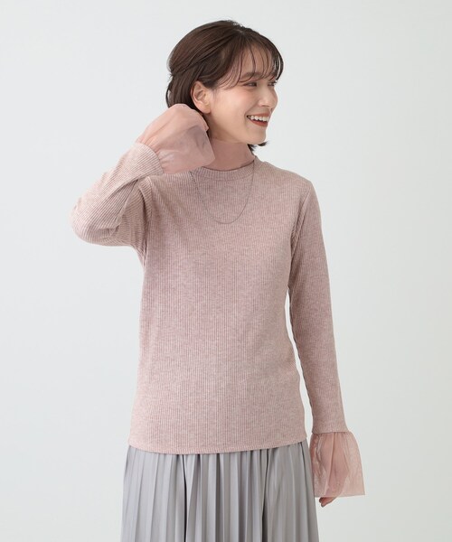 SHOO・LA・RUE（シューラルー）の「【S-LL】チュール切替リブインナートップス（Tシャツ/カットソー・レディース・グレー/オフホワイト/ベビーピンク/ブラック・03/04/02/01）」の17枚目の写真