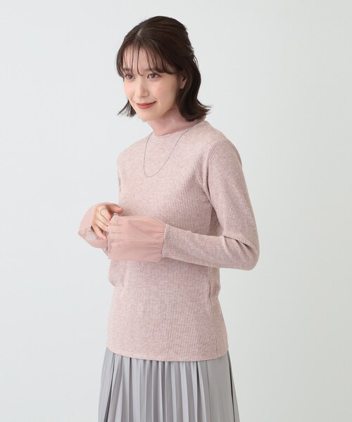 SHOO・LA・RUE（シューラルー）の「【S-LL】チュール切替リブインナートップス（Tシャツ/カットソー・レディース・グレー/オフホワイト/ベビーピンク/ブラック・03/04/02/01）」の18枚目の写真