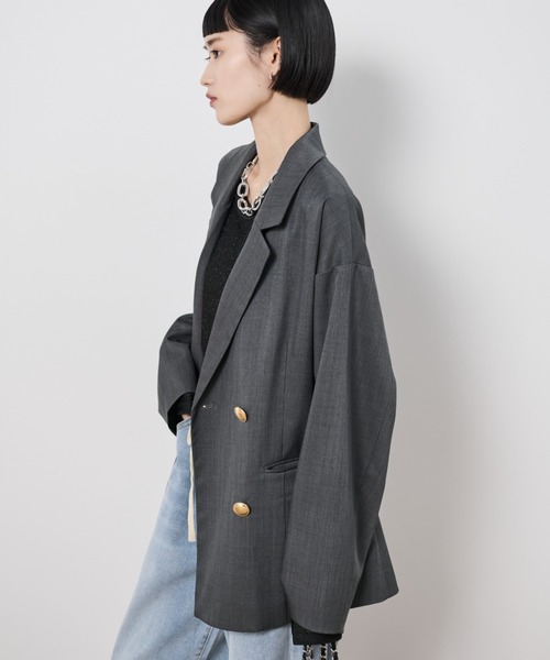 Shelly island（シェリーアイランド）の「ゴールドボタンテーラードジャケット（テーラードジャケット・レディース・ネイビー/グレー・FREE）」の8枚目の写真