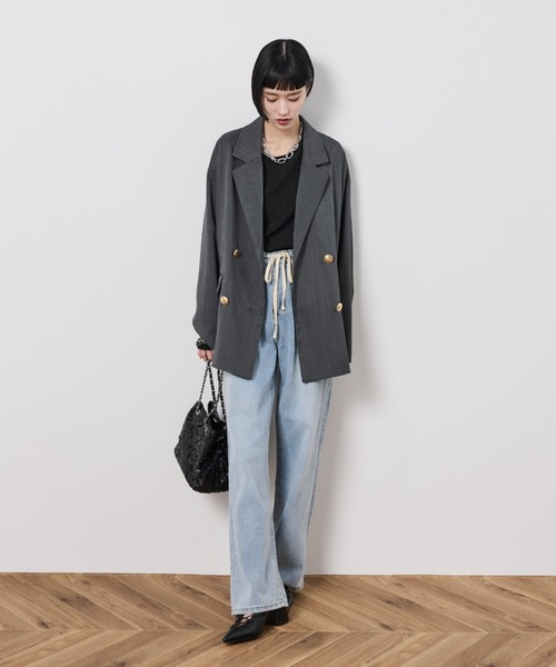 Shelly island（シェリーアイランド）の「ゴールドボタンテーラードジャケット（テーラードジャケット・レディース・ネイビー/グレー・FREE）」の11枚目の写真