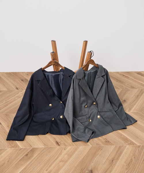 Shelly island（シェリーアイランド）の「ゴールドボタンテーラードジャケット（テーラードジャケット・レディース・ネイビー/グレー・FREE）」の14枚目の写真