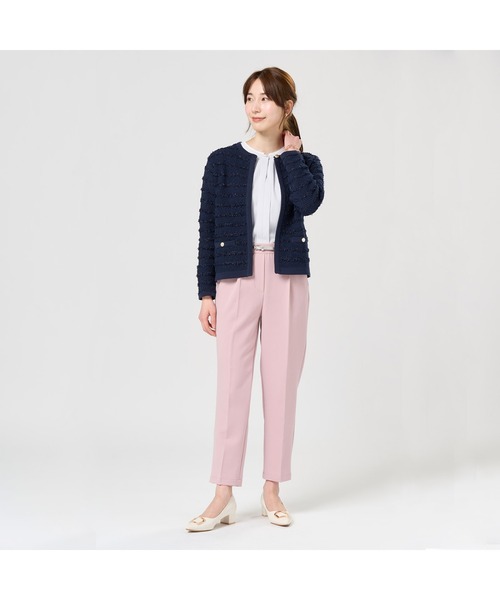 TOKYO SHIRTS（トウキョウシャツ）の「レディース異素材ラメニットジャケット（ニット/セーター・レディース・ナチュラル/ネイビー・M/L）」の10枚目の写真