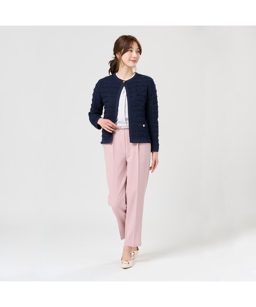 TOKYO SHIRTS（トウキョウシャツ）の「レディース異素材ラメニットジャケット（ニット/セーター・レディース・ナチュラル/ネイビー・M/L）」の11枚目の写真