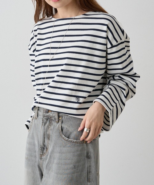 PUAL CE CIN（ピュアルセシン）の「ボーダーショートカットソー（Tシャツ/カットソー・レディース・ブルー/ネイビー/レッド・FREE）」の9枚目の写真