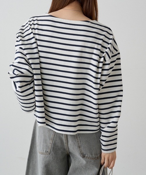 PUAL CE CIN（ピュアルセシン）の「ボーダーショートカットソー（Tシャツ/カットソー・レディース・ブルー/ネイビー/レッド・FREE）」の8枚目の写真