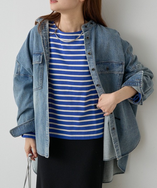 PUAL CE CIN（ピュアルセシン）の「ボーダーショートカットソー（Tシャツ/カットソー・レディース・ブルー/ネイビー/レッド・FREE）」の21枚目の写真