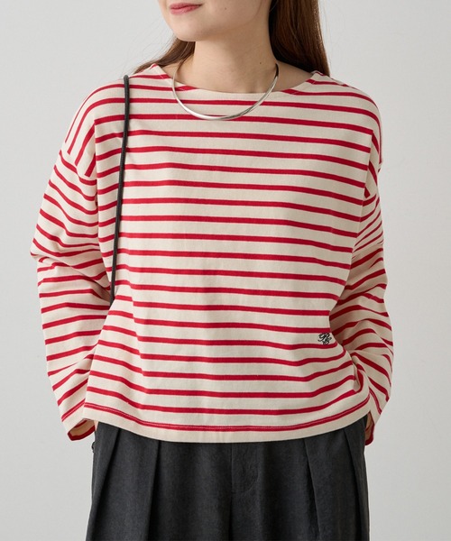 PUAL CE CIN（ピュアルセシン）の「ボーダーショートカットソー（Tシャツ/カットソー・レディース・ブルー/ネイビー/レッド・FREE）」の4枚目の写真