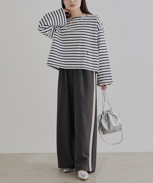 PUAL CE CIN（ピュアルセシン）の「ボーダーショートカットソー（Tシャツ/カットソー・レディース・ブルー/ネイビー/レッド・FREE）」の5枚目の写真