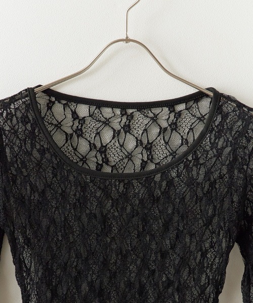 AO2(アオズ)の「Sheer Lace Tops / シア―レーストップス(Tシャツ/カットソー・レディース・ブラック/ホワイト・FREE)」の16枚目の写真