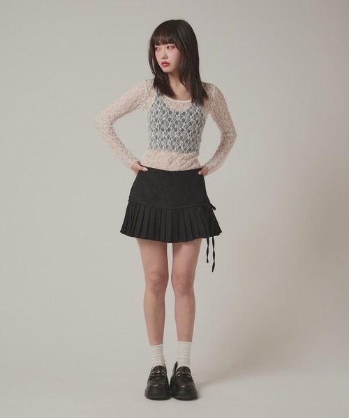 Soft sheer RIBレースアップトップス Soft sheer RIBレースアップトップス Soft sheer RIBレース