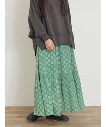 Samansa Mos2 | 花柄シャーリング切替スカート(スカート)