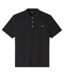 A.P.C. ネイビー ストライプ襟ポロシャツ