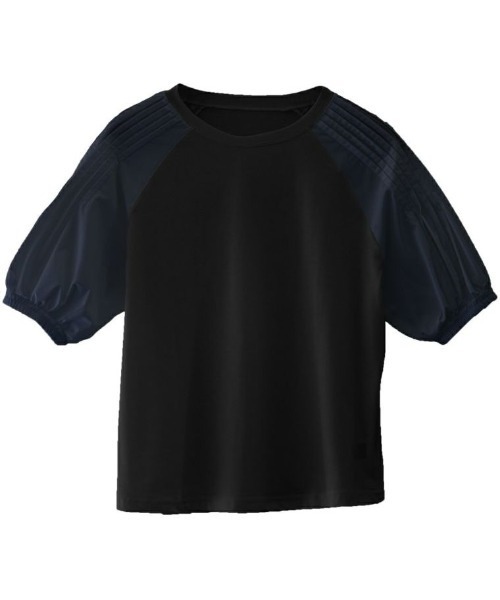 aquagarage（アクアガレージ）の「プリーツスリーブカットソー（Tシャツ/カットソー・レディース・ブラック/オフホワイト・M）」の4枚目の写真