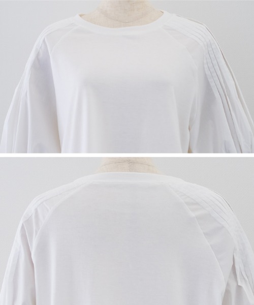 aquagarage（アクアガレージ）の「プリーツスリーブカットソー（Tシャツ/カットソー・レディース・ブラック/オフホワイト・M）」の5枚目の写真