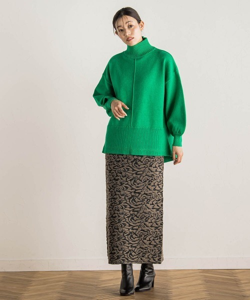 Droite lautreamont（ドロワットロートレアモン）の「【WEB限定】ダマスク柄ニットスカート≪洗濯機で洗える≫（スカート・レディース・グリーン/ライトグレー/ブラック・M）」の8枚目の写真
